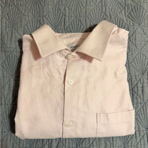 Haggar Men's Light Pink Dress Slim Fit 17 Neck Sz 34/35